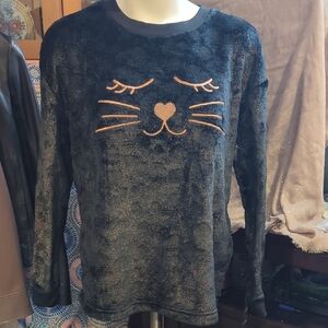 George Black Long Sleeve Cat Face Tee